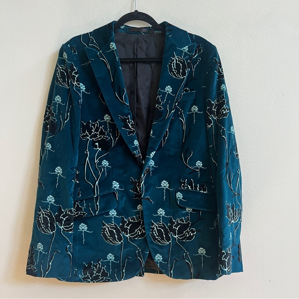 Ted Baker Yeaton Floral Print Velvet Blazer - Picture 2 of 5